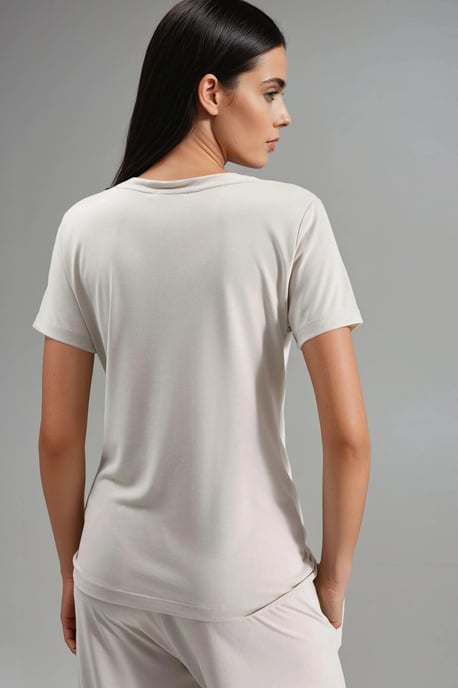 Mjuk Touch V-ringad Korta Ärmar Modal Blandning T-shirt - Image 3