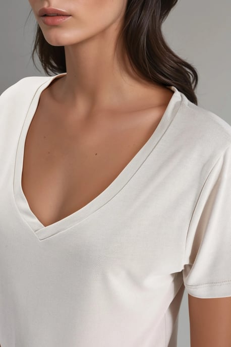 Mjuk Touch V-ringad Korta Ärmar Modal Blandning T-shirt - Image 5