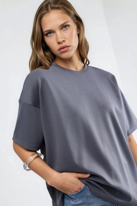 Överdimensionerad Crew Neck Modal Touch Stickad T-shirt - Image 2