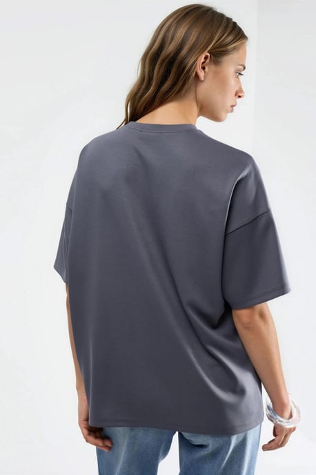 Överdimensionerad Crew Neck Modal Touch Stickad T-shirt - Image 3