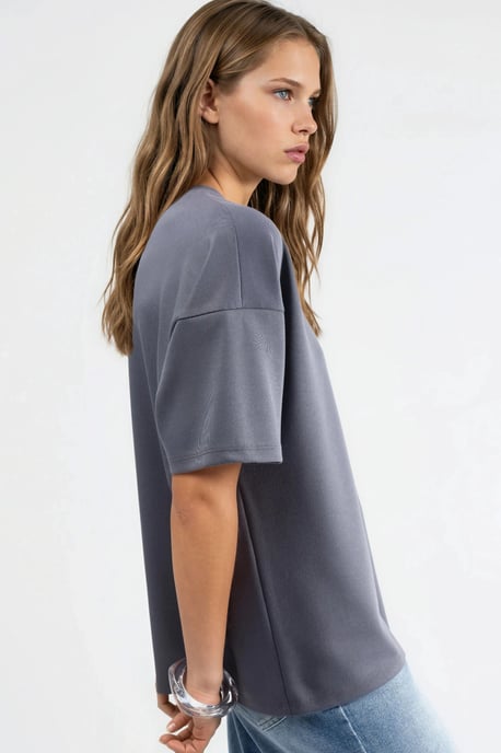 Överdimensionerad Crew Neck Modal Touch Stickad T-shirt - Image 4