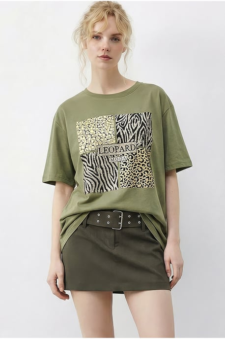 Leopardprint Pailletten Crew Neck T-shirt - Image 2