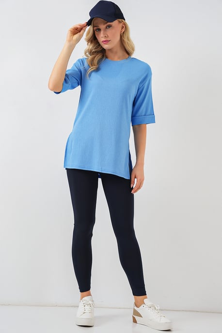 Structuur T-shirt met Korte Mouwen en Ronde Hals - Image 2