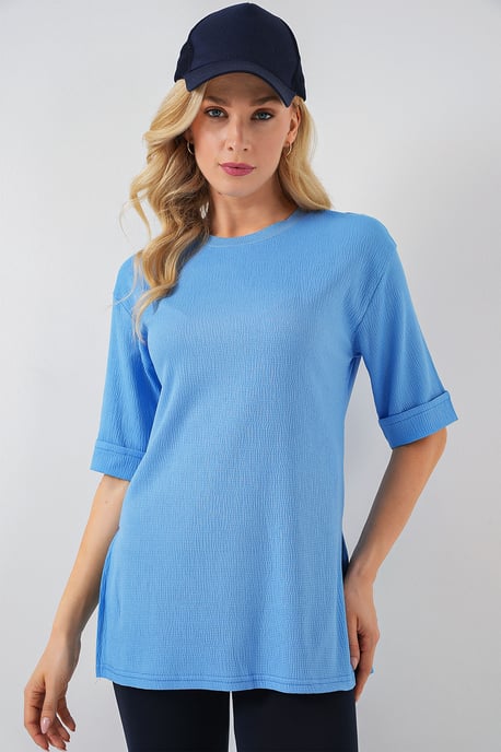 Structuur T-shirt met Korte Mouwen en Ronde Hals - Image 3
