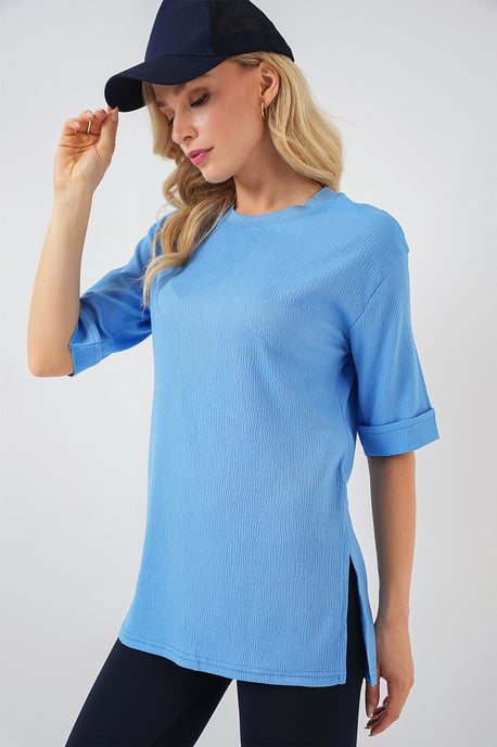 Structuur T-shirt met Korte Mouwen en Ronde Hals - Image 4