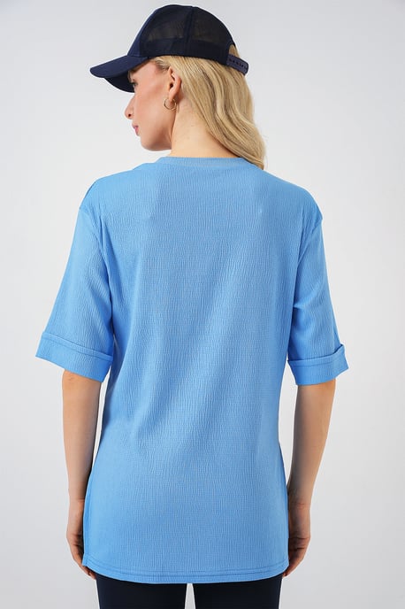 Structuur T-shirt met Korte Mouwen en Ronde Hals - Image 6