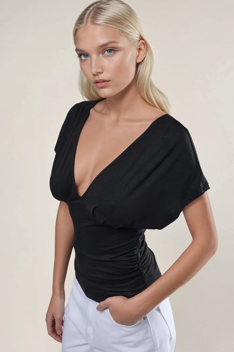 Ruched V-Neck T-Shirt - Image 3