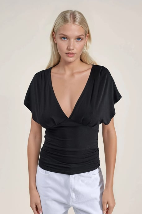 Ruched V-Neck T-Shirt - Image 6