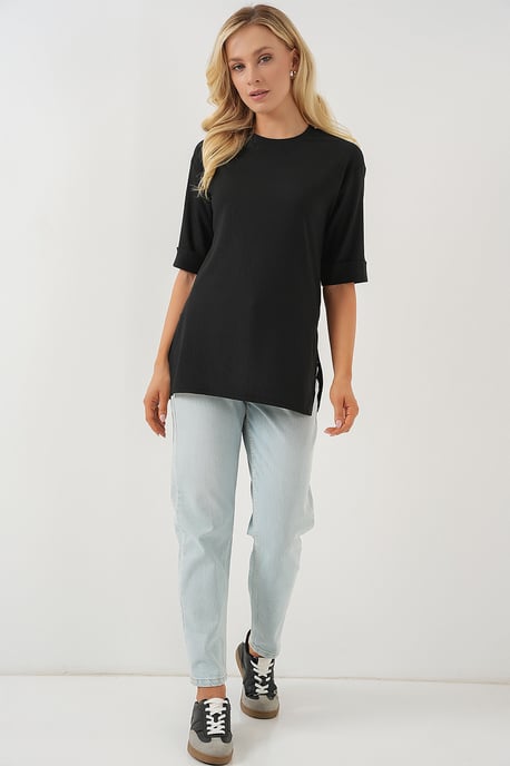 Gestructureerde Ronde Hals Korte Mouwen T-Shirt - Image 2