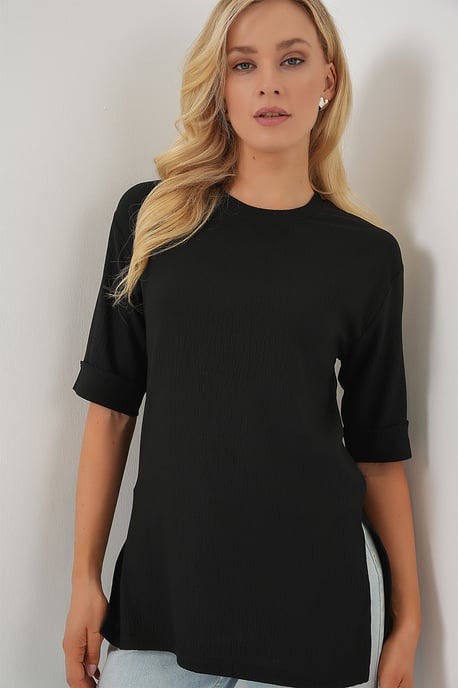 Gestructureerde Ronde Hals Korte Mouwen T-Shirt - Image 4