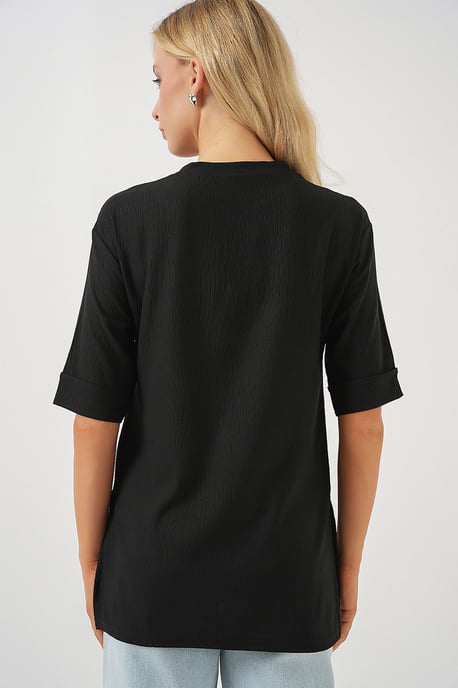 Gestructureerde Ronde Hals Korte Mouwen T-Shirt - Image 6