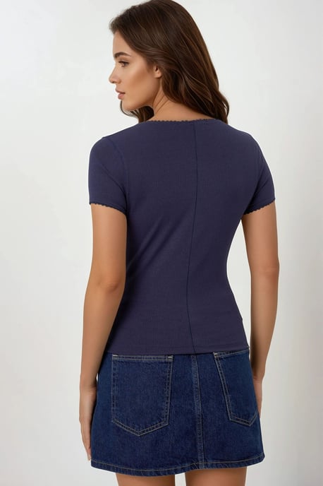 Texturerad Knappad Stickad Topp - Image 6