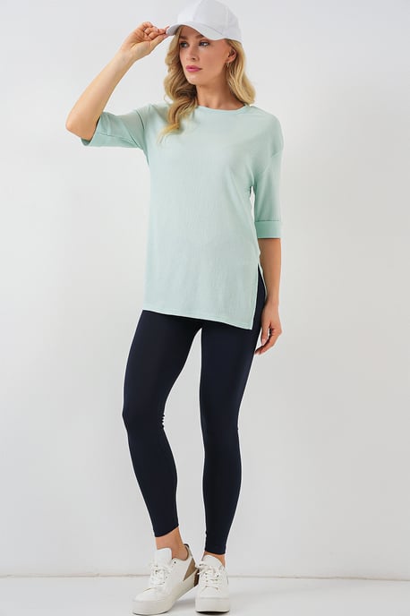 Textured Crew Neck Korte Mouwen T-shirt - Image 2