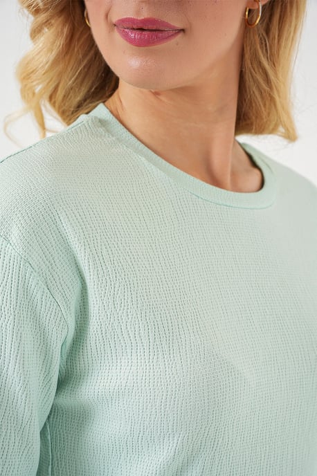 Textured Crew Neck Korte Mouwen T-shirt - Image 4