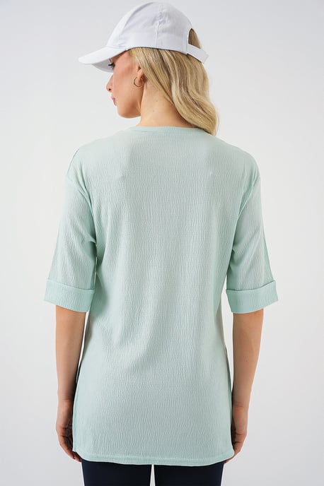 Textured Crew Neck Korte Mouwen T-shirt - Image 5