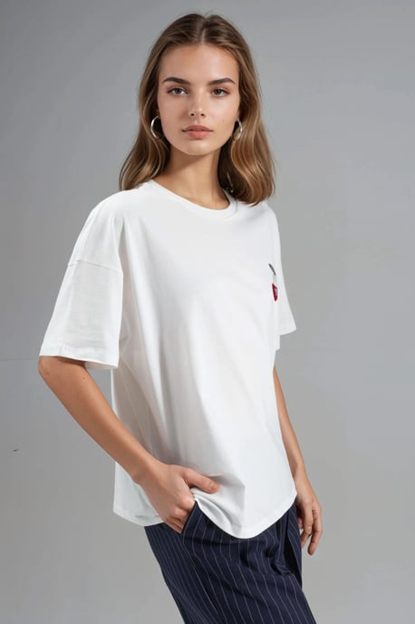 Överdimensionerad Broderad Stickad T-shirt - Image 5