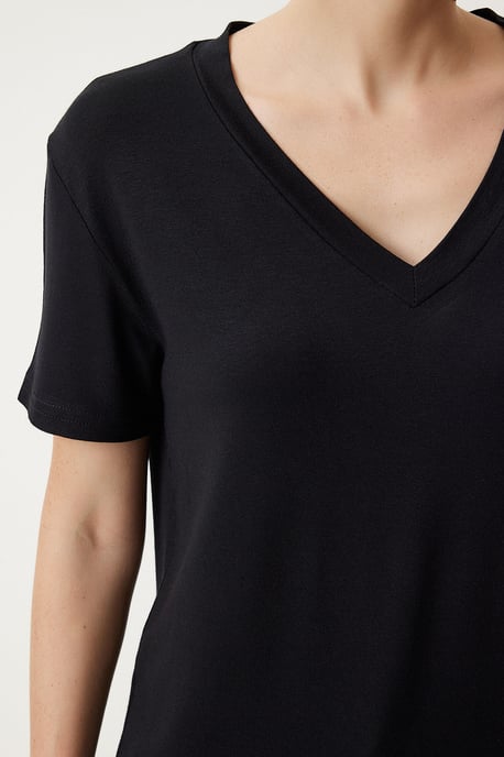 V-hals Korte Mouw Effen T-shirt - Image 5