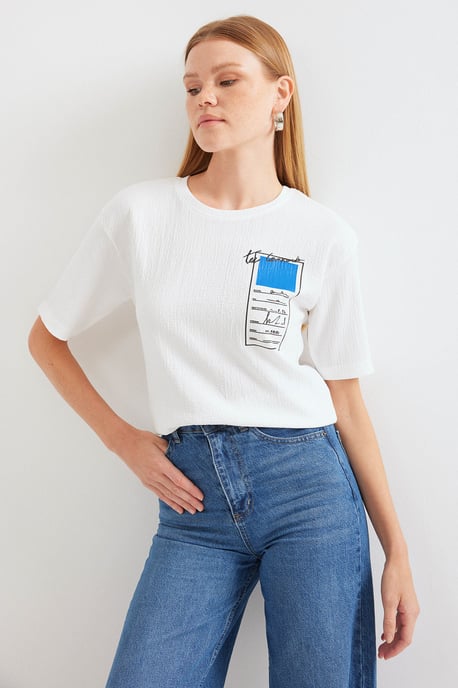 Printed Crew Neck Short Sleeve T-Shirt - Image 3