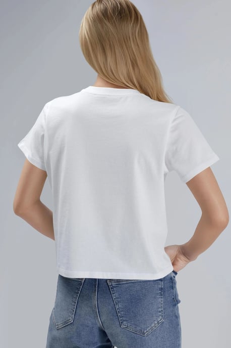 Broderad T-shirt med rund hals, kort ärm, 100% bomull - Image 2