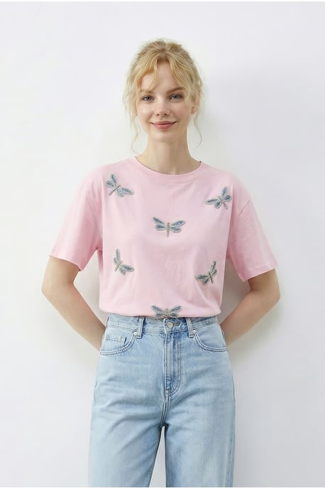 Geborduurd Crew Neck Relaxed Fit T-shirt - Image 2