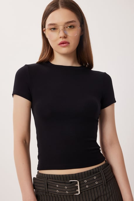 Slim Fit Crew Neck Crop 2-Pack T-shirt - Image 3