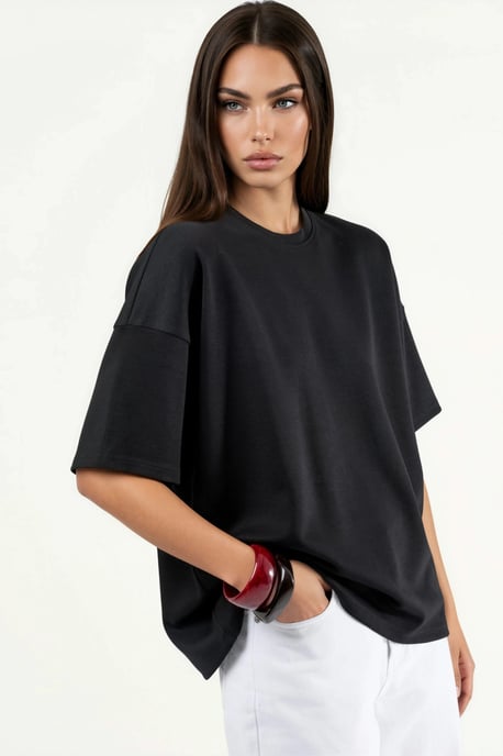 Överdimensionerad Crew Neck Modal Touch Stickad T-shirt - Image 2