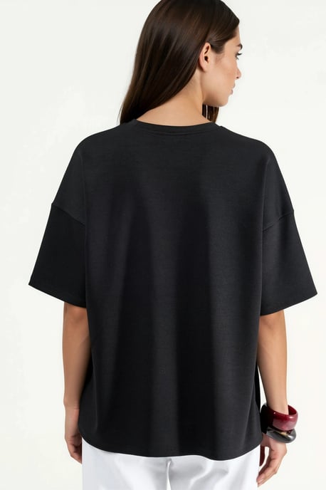 Överdimensionerad Crew Neck Modal Touch Stickad T-shirt - Image 4