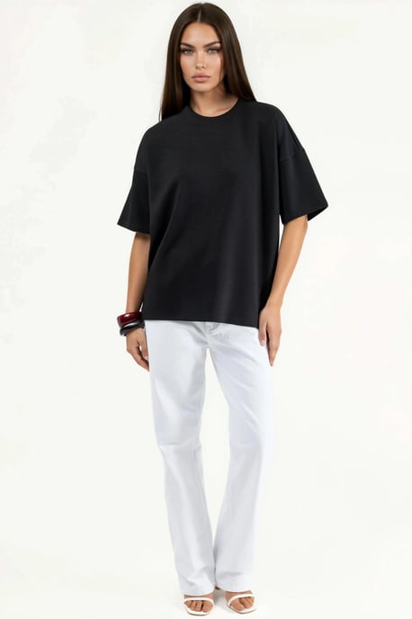 Överdimensionerad Crew Neck Modal Touch Stickad T-shirt - Image 6