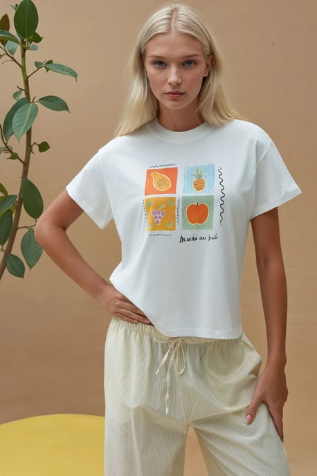 Tryckt Regular Fit Crew Neck T-shirt i 100% bomull - Image 4