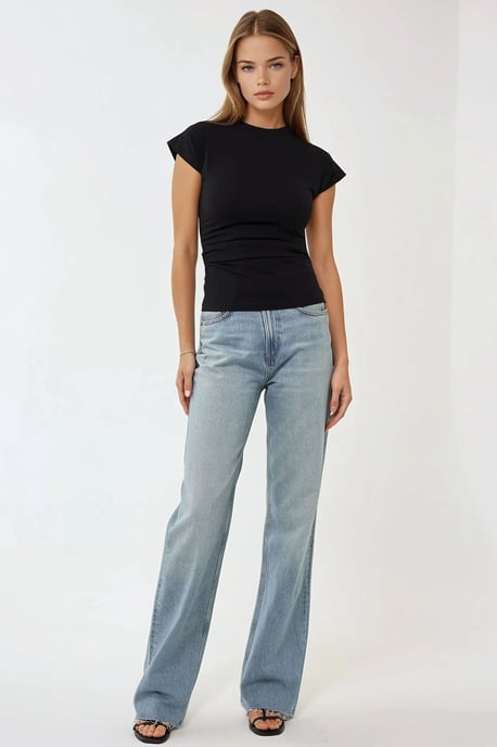Getailleerde ronde hals T-shirt met korte mouwen - Image 2