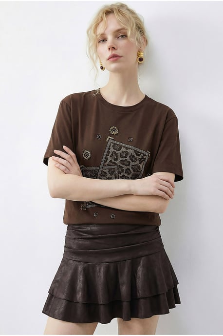 Crew Neck Geometrisch Pailletten Bedrukt T-Shirt - Image 3
