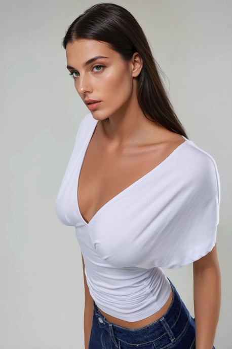 Ruched V-Neck T-Shirt - Image 2