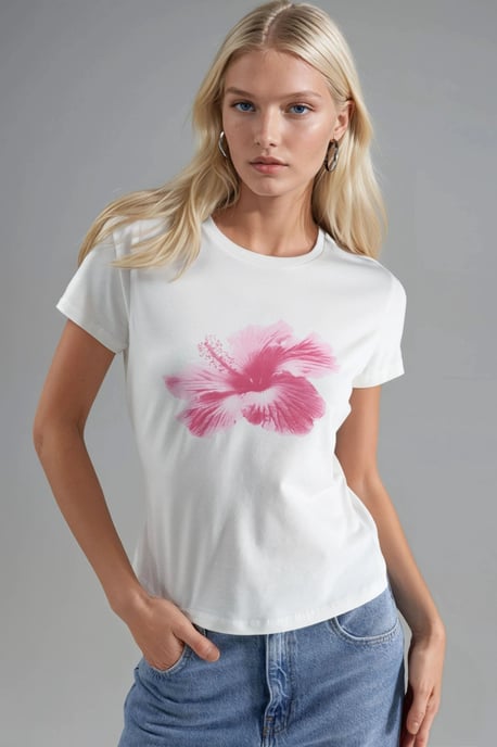 Gemusterde Strakke T-Shirt - Image 1