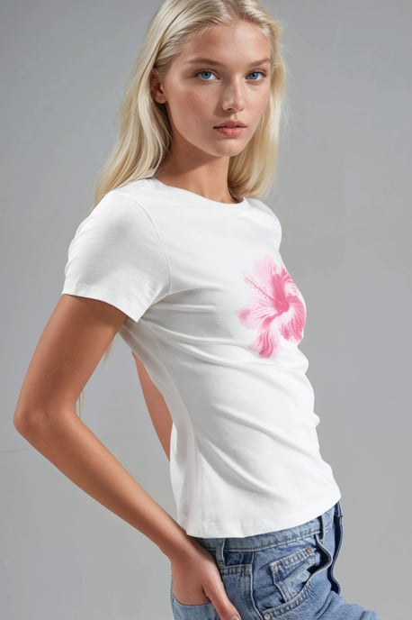 Gemusterde Strakke T-Shirt - Image 2