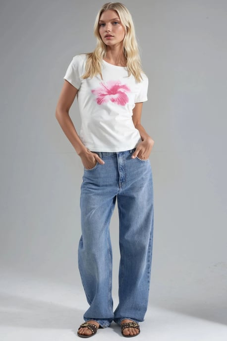 Gemusterde Strakke T-Shirt - Image 5