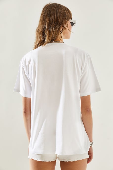 Geborduurde Geprinte Ronde Hals T-shirt - Image 5
