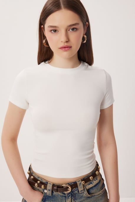Slim Fit Crew Neck Crop 2-Pack T-shirt - Image 5