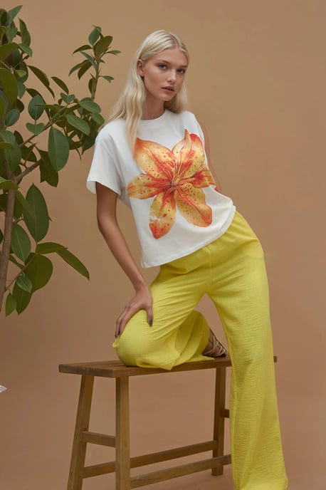 Tryckt Regular Fit Rundhalsad T-shirt 100% Bomull - Image 3
