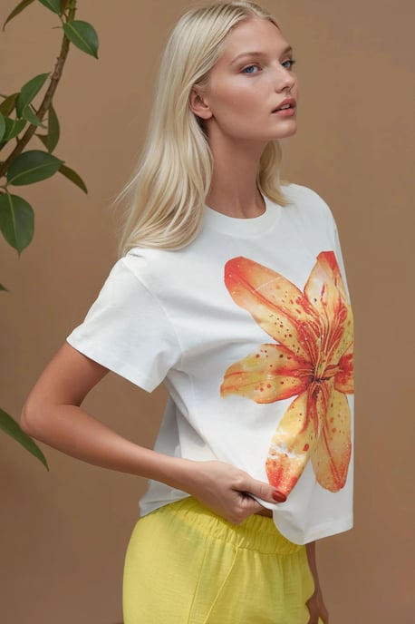 Tryckt Regular Fit Rundhalsad T-shirt 100% Bomull - Image 4