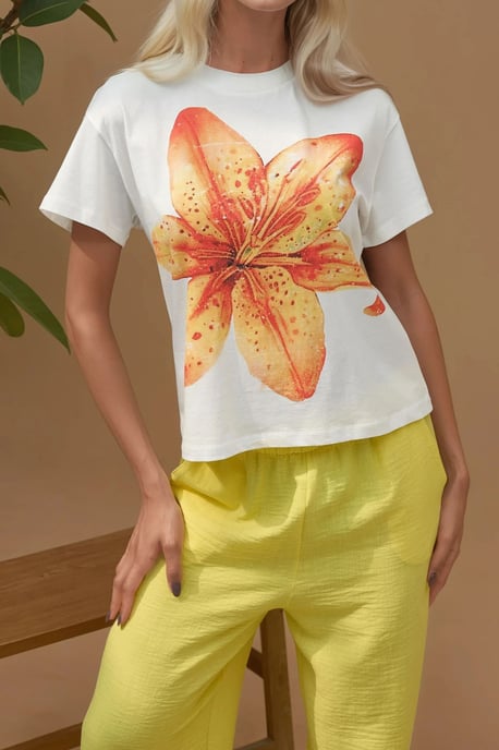 Tryckt Regular Fit Rundhalsad T-shirt 100% Bomull - Image 6