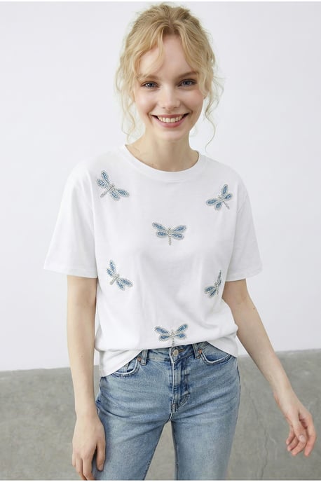 Geborduurd Crew Neck Relaxed Fit T-Shirt - Image 3