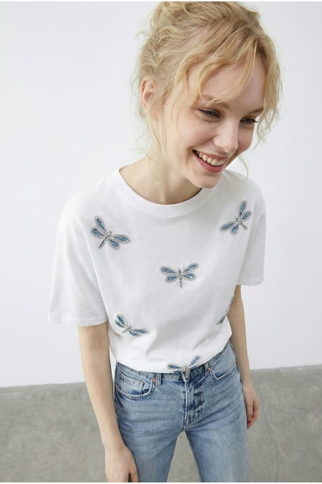 Geborduurd Crew Neck Relaxed Fit T-Shirt - Image 4