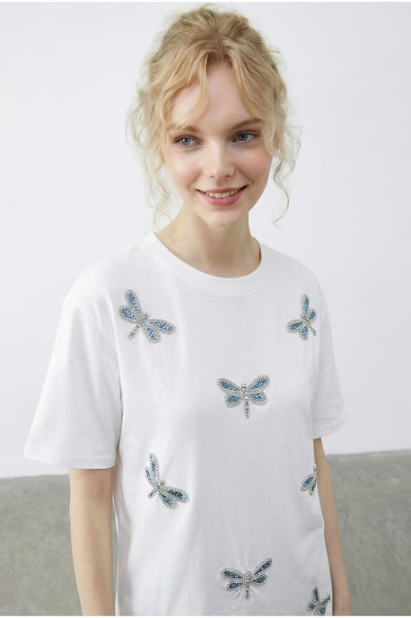 Geborduurd Crew Neck Relaxed Fit T-Shirt - Image 5