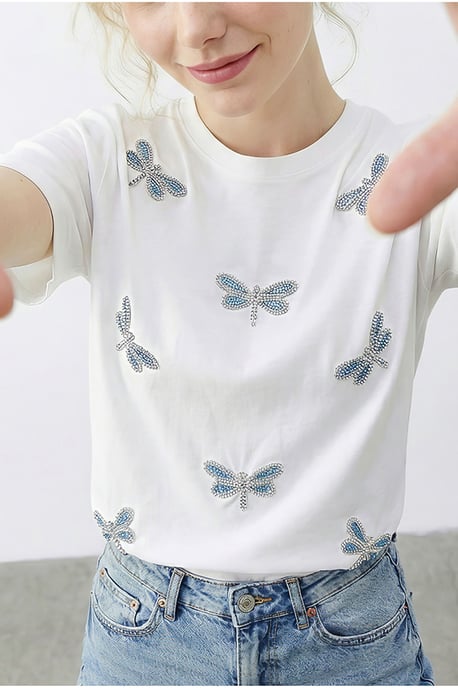 Geborduurd Crew Neck Relaxed Fit T-Shirt - Image 6