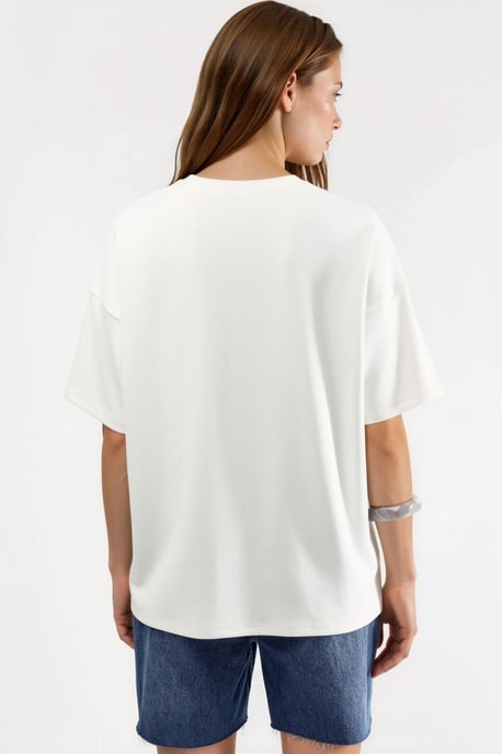 Överdimensionerad Crew Neck Modal Touch Stickad T-shirt - Image 3