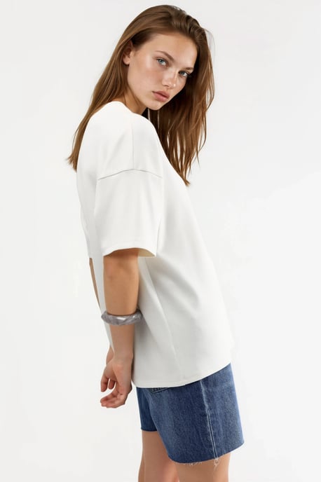 Överdimensionerad Crew Neck Modal Touch Stickad T-shirt - Image 4