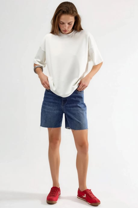 Överdimensionerad Crew Neck Modal Touch Stickad T-shirt - Image 5