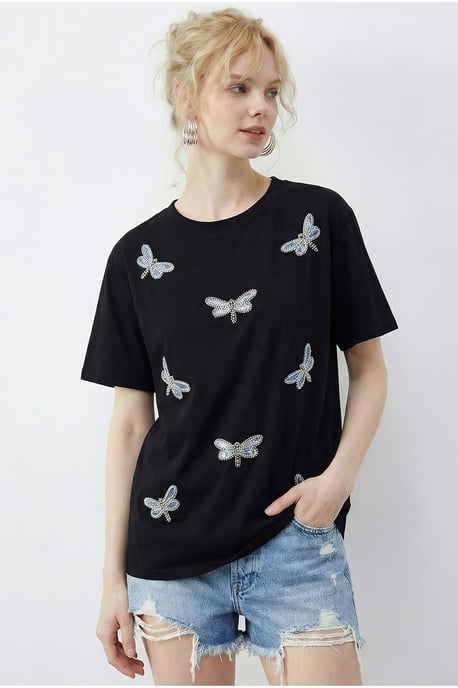 Geborduurd Crew Neck Relaxed Fit T-Shirt - Image 3