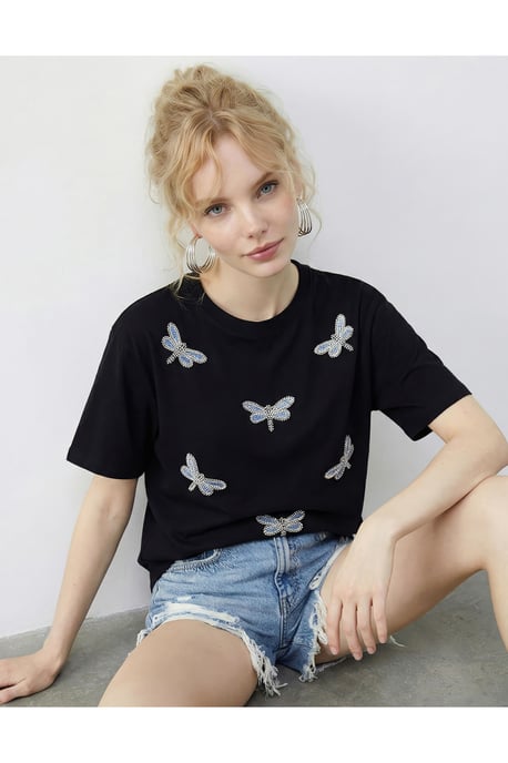 Geborduurd Crew Neck Relaxed Fit T-Shirt - Image 4