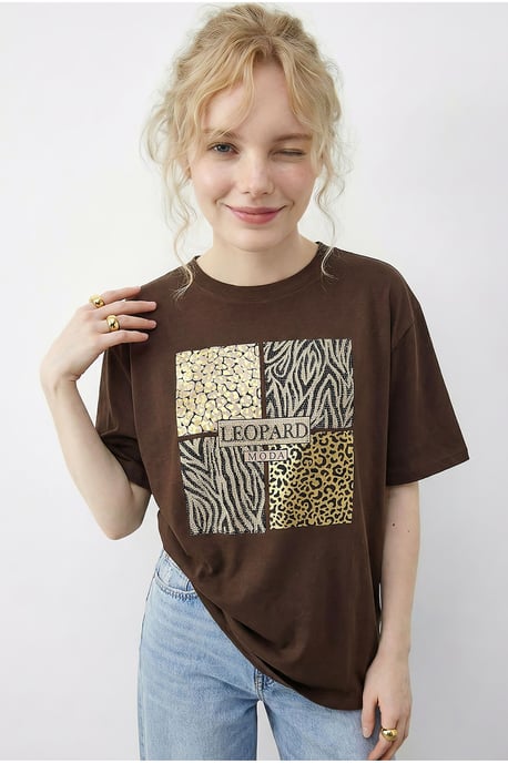 Leeuwenhuid Print Sequin Crew Neck T-shirt - Image 4
